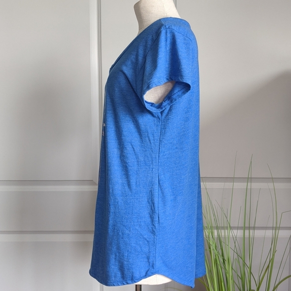 Lucky Brand Tee Pineapple Print Scoop Neck Short Sleeve Blue L NWOT - Picture 7 of 12